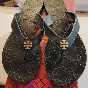 Tory Burch Monroe Thong Sandals Black Sz 9